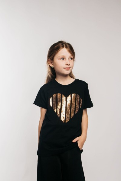 Футболка для девочки 51297 детская - черный (НТ)
