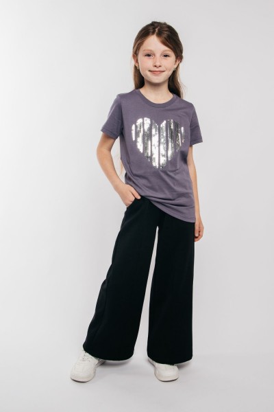 Футболка для девочки 51297 детская - серо-фиолетовый (НТ)