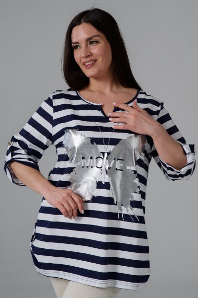 7461 туника женская - полоса синяя (НТ)