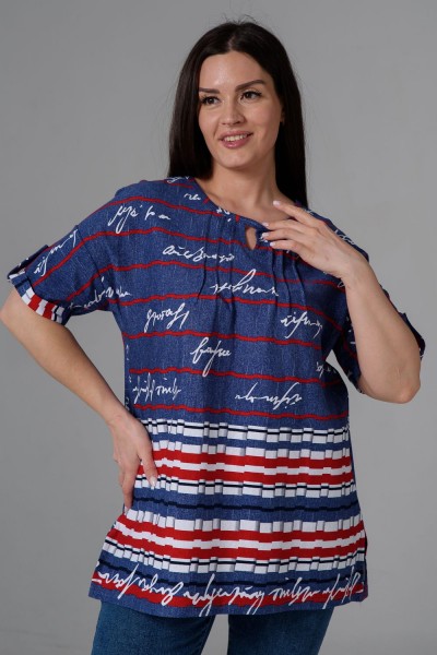 Туника 8243 - красная полоса с буквами купон (НТ)