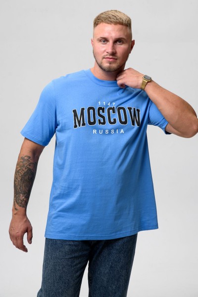 Футболка мужская 8503-1 - голубой+Москва (НТ)