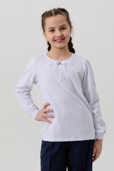 Блузка Микелла длинный рукав детская - белый (НТ)