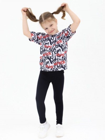 Костюм футболка - легинсы 33065 - синий+буквы (НТ)