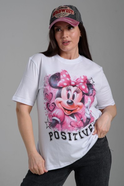 8551 футболка женская - белый+позитив (НТ) 8551 футболка женская - белый+позитив (НТ)