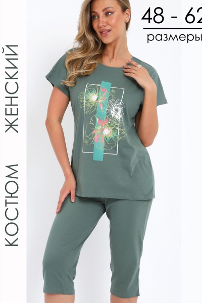 Костюм женский с бриджами 32088 - зеленый (НТ)