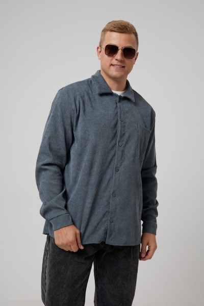 Рубашка мужская вельвет РММ-01 - серый (НТ)