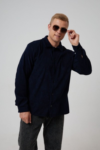 Рубашка мужская вельвет РММ-01 - темно-синий (НТ)