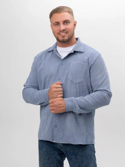 Рубашка мужская вельвет РММ-01 - серо-голубой (НТ)