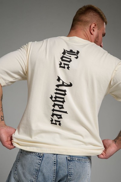 Футболка мужская 8507-1 оверсайз - молочный+Лос-Анджелес (НТ)