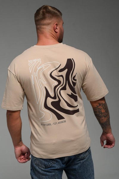 Футболка мужская 8507-1 оверсайз - какао+Локация (НТ)