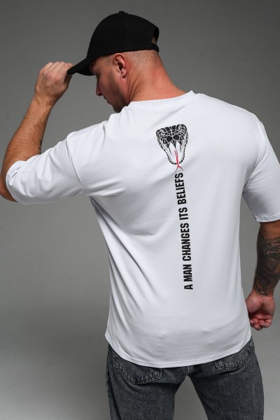 Футболка мужская 8507-1 оверсайз - белый+Кобра (НТ)