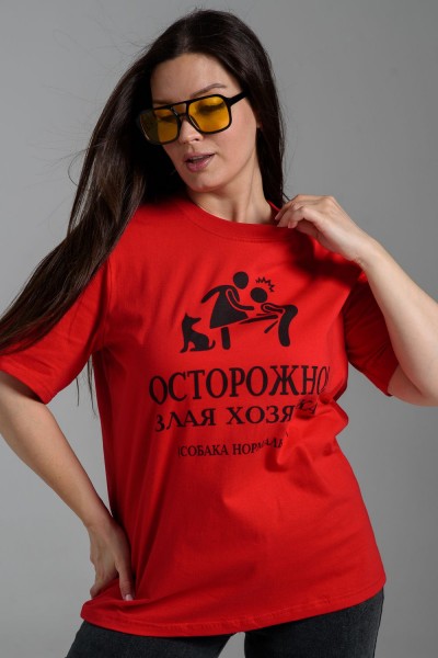 8552 футболка женская - красный+злая (НТ)