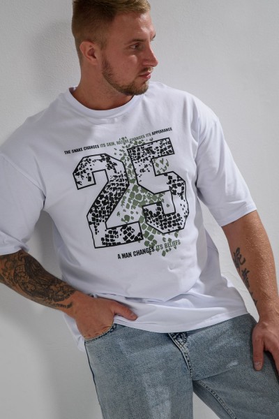 Футболка мужская 8507-1 оверсайз - белый+25 (НТ)