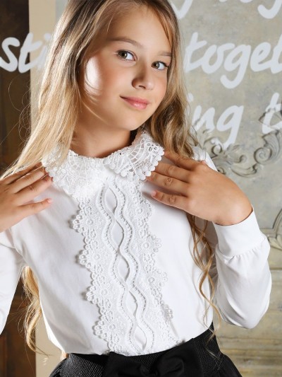 Блузка для девочки трикотажная SP6547-1 - кремовый (НТ)