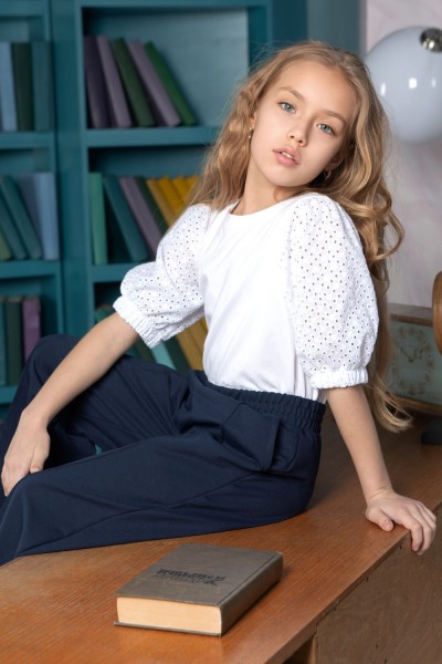 Блузка Ольга короткий рукав - белый (НТ)