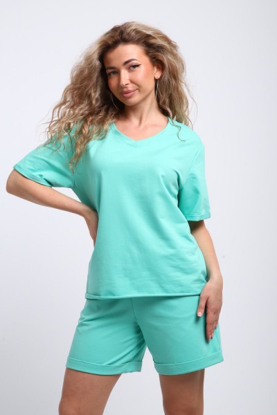 83907 костюм женский летний с шортами - салатовый (НТ) 83907 костюм женский летний с шортами - салатовый (НТ)