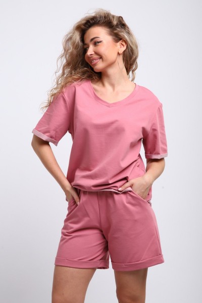 83907 костюм женский летний с шортами - пудра (НТ) 83907 костюм женский летний с шортами - пудра (НТ)