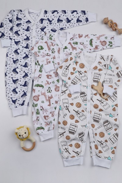 Набор полукомбинезонов из кулирки 2+1 в ассортименте 3 шт. НБ-ПК-ассортимент (НТ)