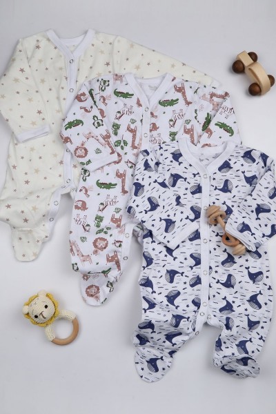 Набор, комбинезонов из кулирки 2+1 в ассортименте 3 шт. НБ-КМБ-ассортимент (НТ)