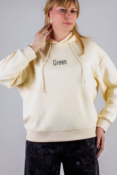 Унисекс-худи из премиальной ткани Green без начеса - светло-бежевый (НТ) Унисекс-худи из премиальной ткани Green без начеса - светло-бежевый (НТ)