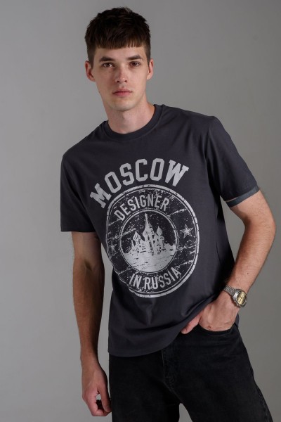 Футболка мужская 8503-1 - антрацит+Москва (НТ)