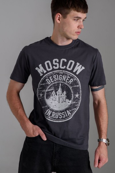 Футболка мужская 8503-1 - антрацит+Москва (НТ)
