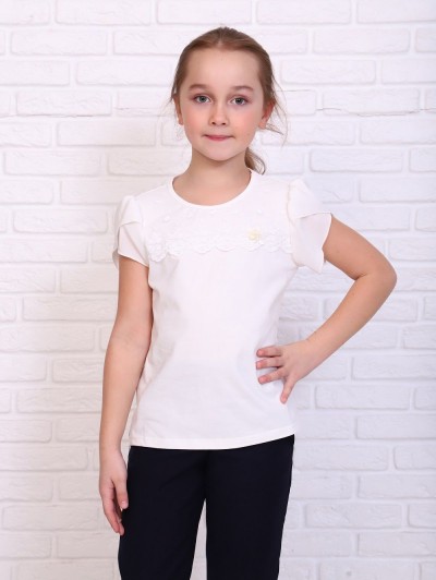 Мимоза блузка детская кор. рукав - экрю (НТ)
