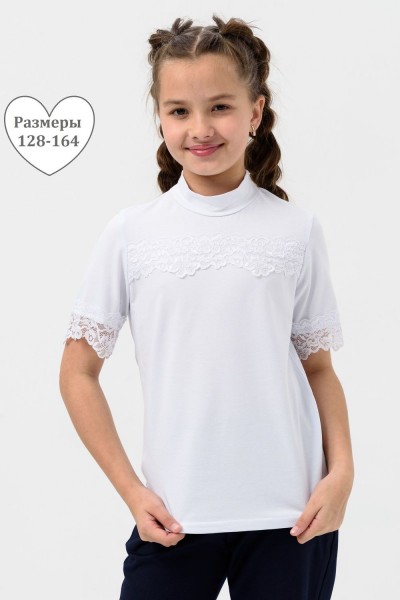 Фредерика блузка детская кор.рукав - белый (НТ) Фредерика блузка детская кор.рукав - белый (НТ)