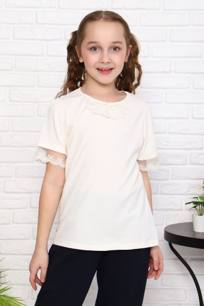 Олеся короткий рукав блузка детская - экрю (НТ)