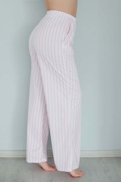 Брюки палаццо домашние широкие красная клетка - полоса розовая (НТ)