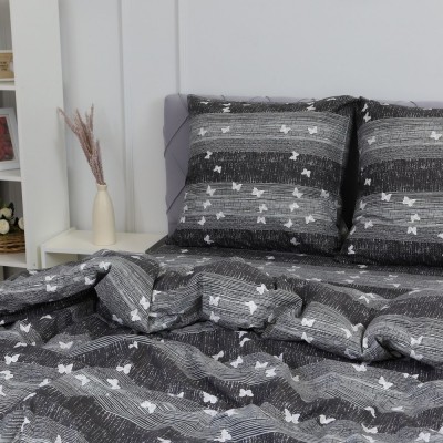 Пододеяльник поплин Бабочки-компаньон - черно-серый (НТ)
