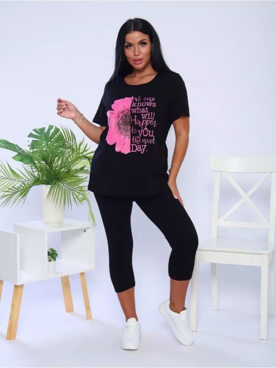 Костюм женский с бриджами КЖ009 - фуксия-черный (НТ) Костюм женский с бриджами КЖ009 - фуксия-черный (НТ)