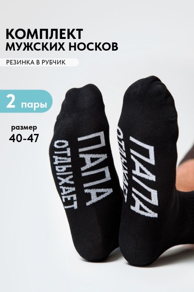 Носки мужские Папа отдыхает (набор 2 пары) - черный (НТ)