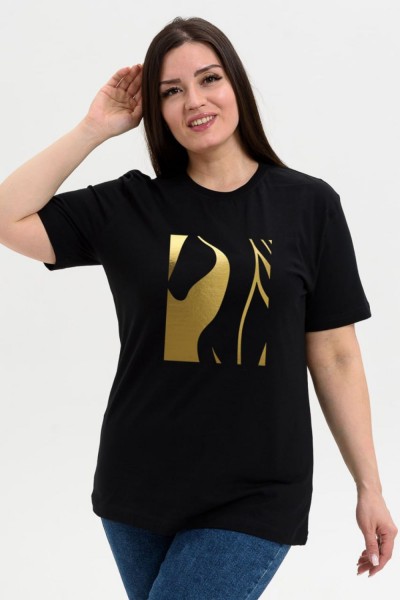 8561 футболка унисекс - черный+Лошадь (НТ)