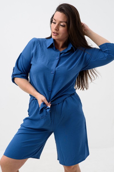 Комплект женский (рубашка+шорты) 52523 - индиго (НТ)