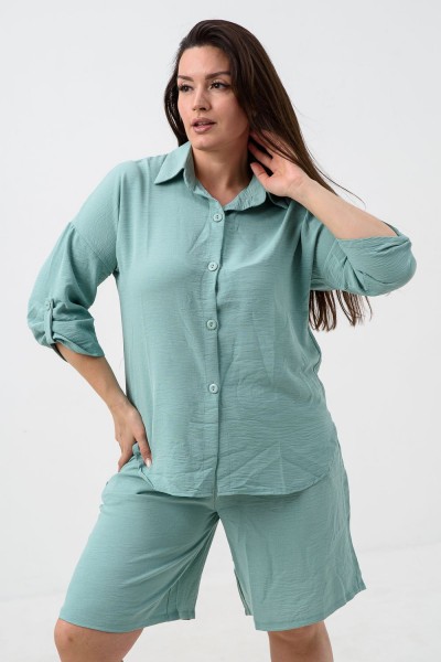 Комплект женский (рубашка+шорты) 52523 - мятный (НТ)