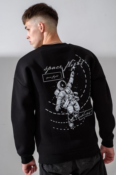 8559 свитшот мужской - черный+космонавт (НТ)