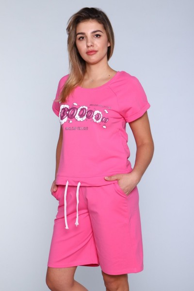 Костюм женский с шортами 304-3 - розовый (НТ) Костюм женский с шортами 304-3 - розовый (НТ)