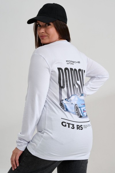 8562 футболка с дл.рукавом унисекс - белый+ковер (НТ)