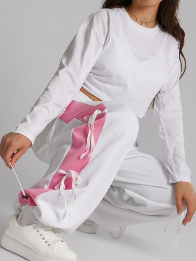 Брюки для девочки Соль&Перец SP2733 - бело-розовый (НТ)