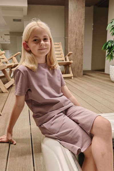 83909 костюм детский с шортами - пыльная роза (НТ)