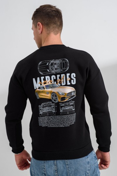 8559 свитшот мужской - черный+мерседес (НТ)