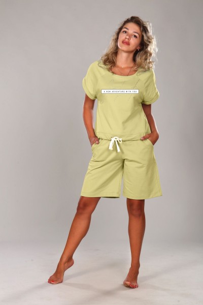 Костюм женский с шортами и футболкой 304 - желтый (НТ)