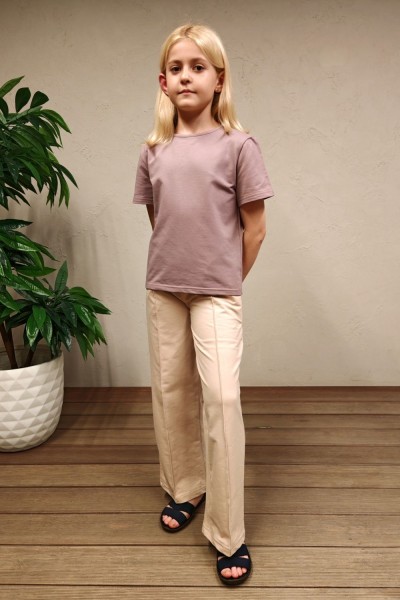 83920 брюки палаццо для девочки - бежевый (НТ)