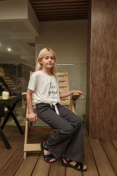 83920 брюки палаццо для девочки - графит (НТ)