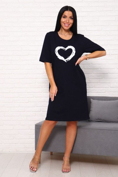 Туника с сердечком Арт. 1090 - темно-синий (НТ)