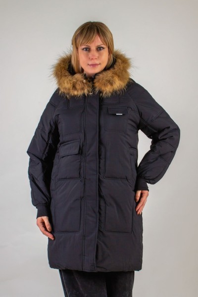 Зимняя парка, натуральный мех арт.620 - черный (НТ)