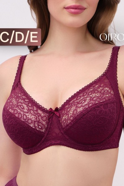 Бюстгальтер OIRO кружевной OLIVIA 2808 - бордовый (НТ)