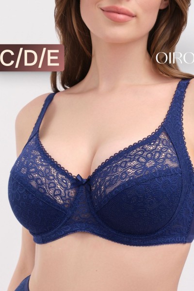 Бюстгальтер OIRO кружевной OLIVIA 2808 - синий (НТ)
