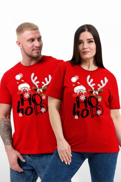 8525 футболка унисекс - дедМ и олень+красный (НТ)